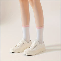 10 Pairs Colorblock Crew Sports Socks Women's Stockings