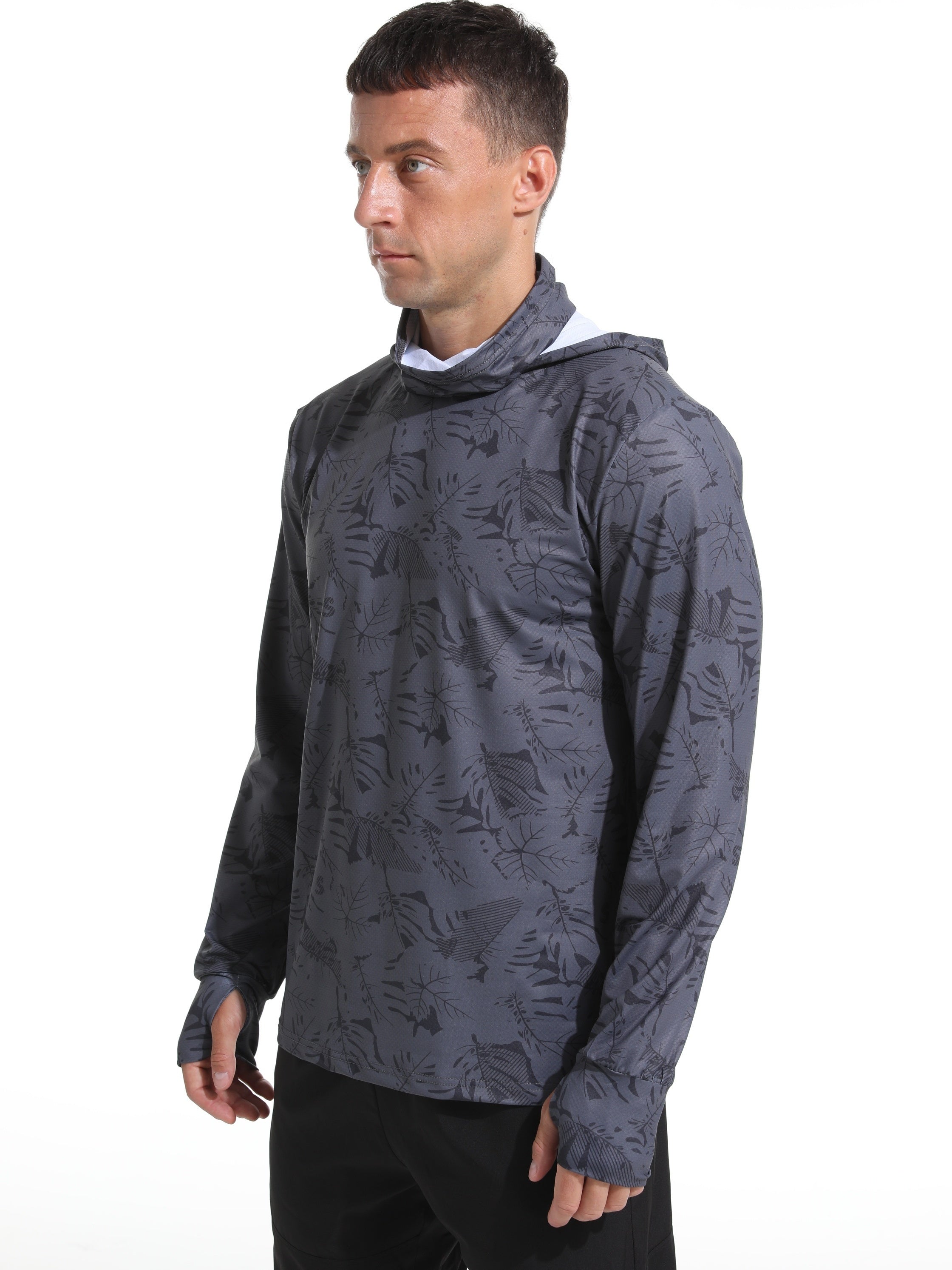 Men's Ice Silk Long Sleeve Sun Shirt Quick Dry Rash Guard