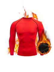 Men's Warm Fleece Underwear Set Sports Fitness Base Layer Long Sleeve Top & Pant