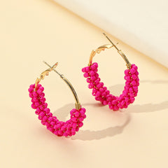 Ethnic Style Red Hoop Earrings Jewelry Gift