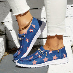 Women's Star Pattern Canvas Shoes Casual Lace Up Outdoor Shoes