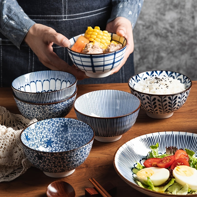 4pcs Underglaze Ceramic Rice Bowls Set 11.43 cm Small Soup Bowl