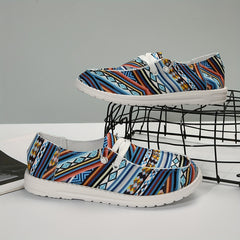 Women's Geometric Pattern Canvas Slip-On Shoes Lightweight Comfortable