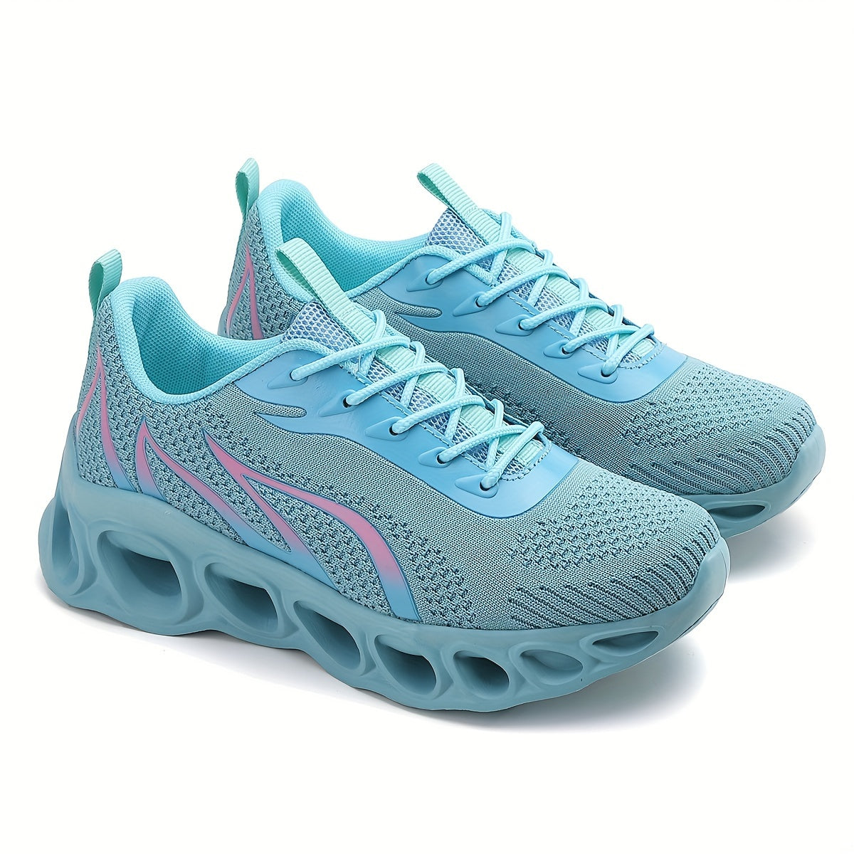 Women's Flame Pattern Athletic Running Shoes Knit Mesh Sneakers