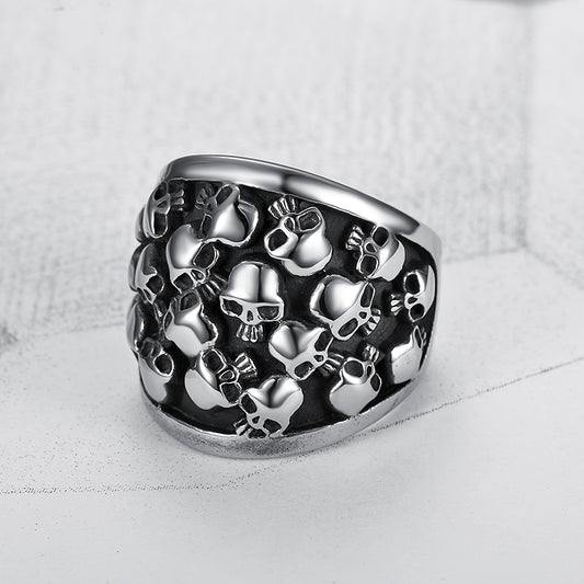 Punk Hip Hop Skull Head Ring Stainless Steel Party Accessory