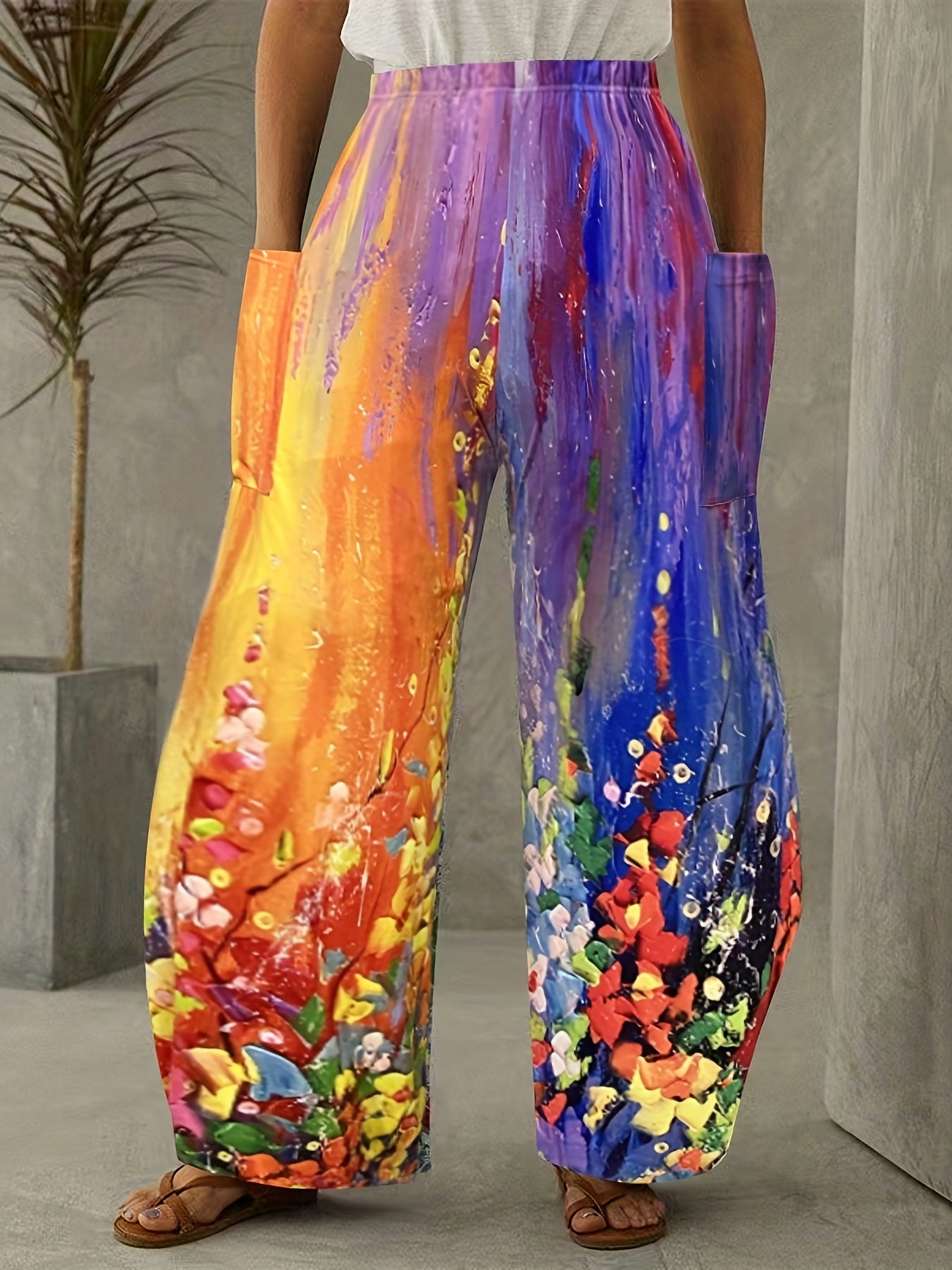  Boho Carrot Pants Women's Plus Floral Print Harem Pants