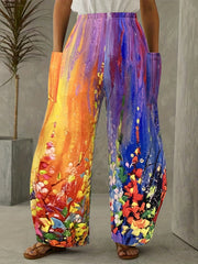  Boho Carrot Pants Women's Plus Floral Print Harem Pants