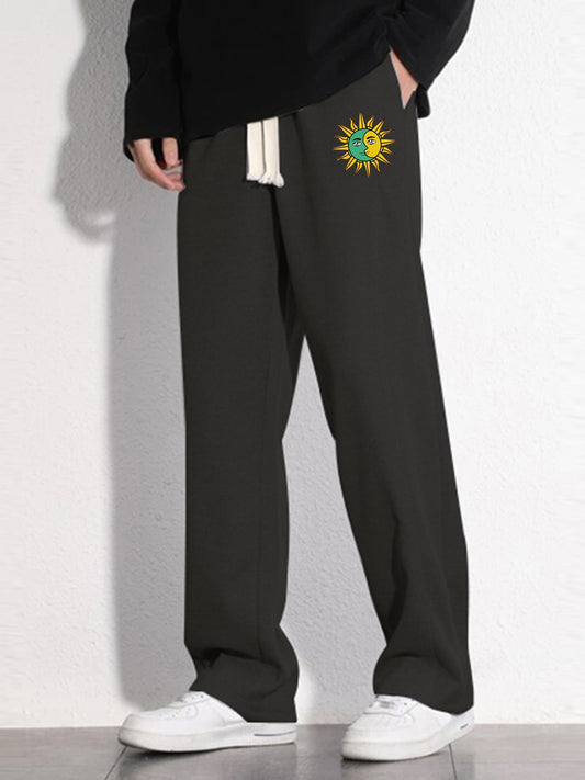 Sun Pattern Loose Fit Mopping Pants Men s Casual Joggers