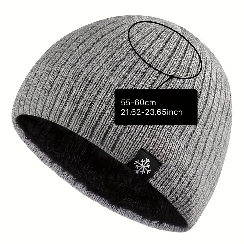 Men's Casual Velvet Knitted Hat Windproof Warm Woolen Hat