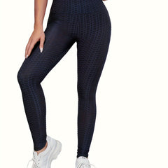 High Waist Honeycomb Yoga Leggings Slimming Workout Activewear