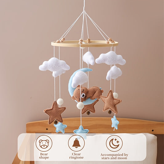 Baby Crib Cloth Mobile Coffee Bear Stars Moon Shapes Ringtone