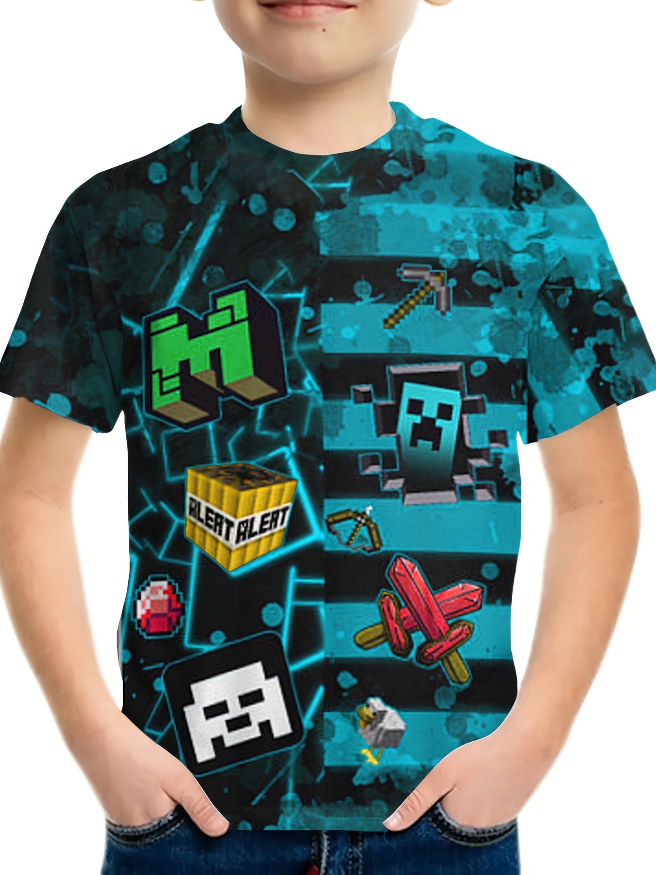 Boy's Cartoon Graphic T shirt Casual Slightly Stretch Breathable Novel Tee