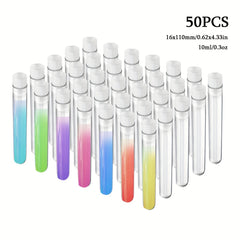 50pcs Clear Plastic Test Tubes with Caps 16x110mm 10ml