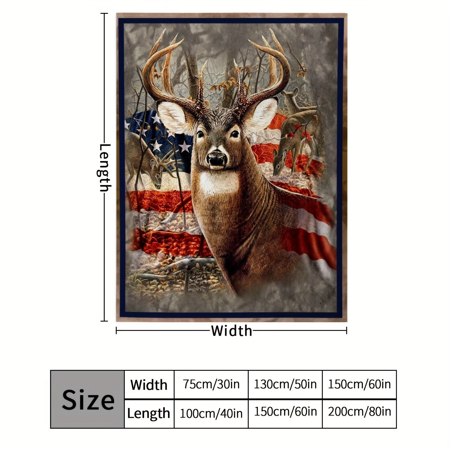 Deer Pattern Blanket Warm Flannel Throw Bed & Couch