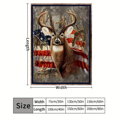 Deer Pattern Blanket Warm Flannel Throw Bed & Couch