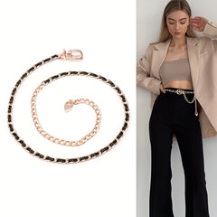 Chain Belt For Women Metal Waist Chain Faux Leather Belt