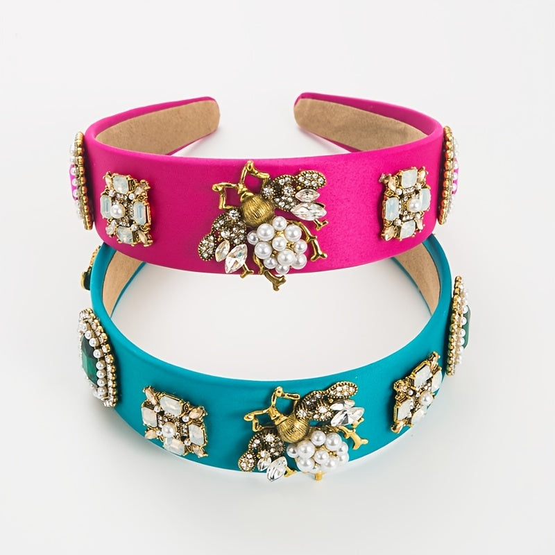 Rhinestone Wide Headband for Women Snowflake Hairband