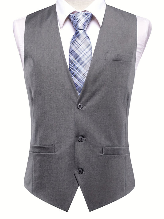 Vintage Style Dress Waistcoat Men's Single Breasted V Neck Smart Suit Vest