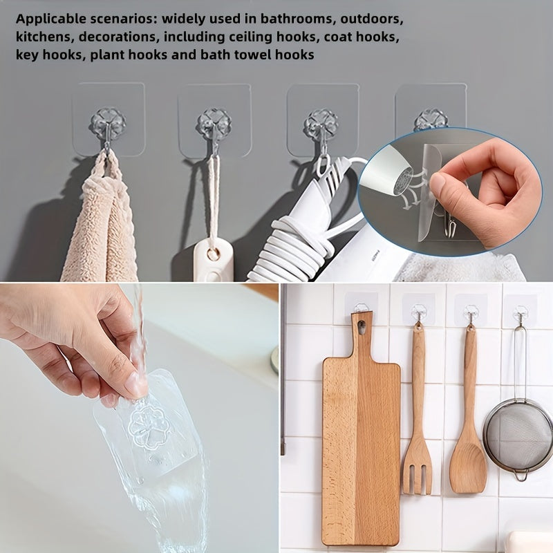 10pcs Self Adhesive Heavy Duty Wall Hooks Waterproof Oilproof No Punching