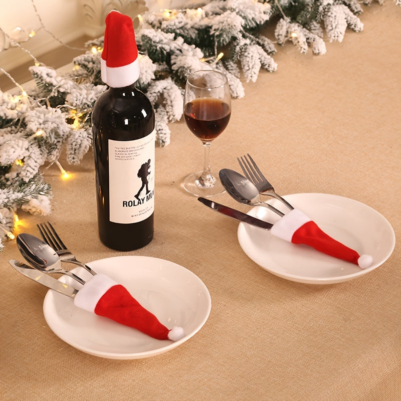 5pcs Christmas Tableware Holder Bag Xmas Decor