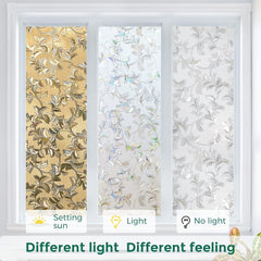 Vintage Curly Leaf Privacy Window Film Translucent No Glue Frosted Static