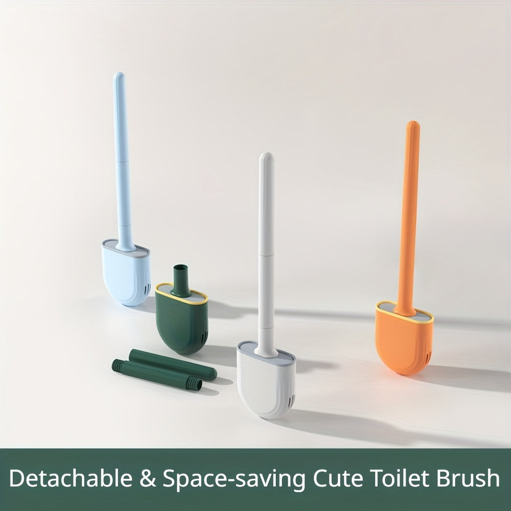 Flexible Wall Mounted Toilet Brush with Silicone Bristles Holder