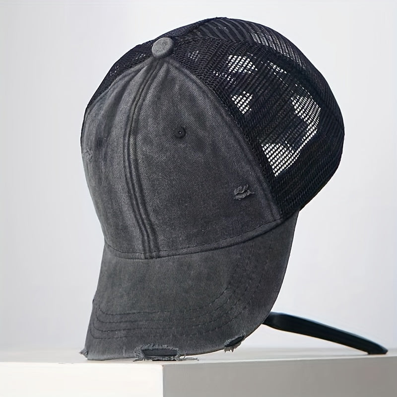 Vintage Distressed Washed Cap Mesh Board Hat for Boys Girls