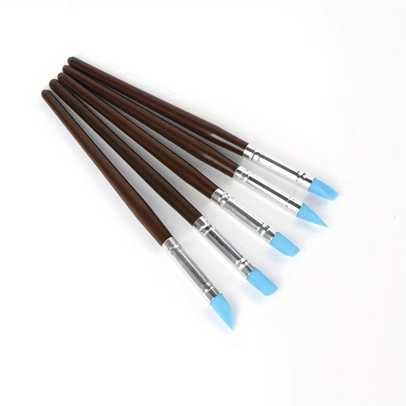 5pcs DIY Soft Pottery Clay Tools Sculpting Cake Oils Engraving Rubber Craft Pen