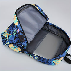 Cartoon Graffiti Print Backpack Set for Students