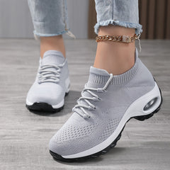 Women's Air Cushion Lace-Up Sneakers - Breathable Athletic Shoes