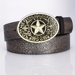 Punk Belt Retro Pentagram Pattern Buckle Belts Clothing Accessories