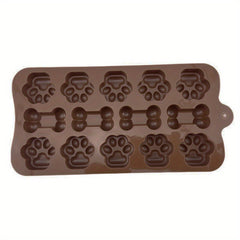Dog Food Silicone Mold 14 grid Dog Bone Cat Paw Chocolate Mold Cake Baking Tool