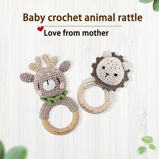 Animal Crochet Rattle Baby Toys Baby Car Hanging Bed Toys Knitted Dolls