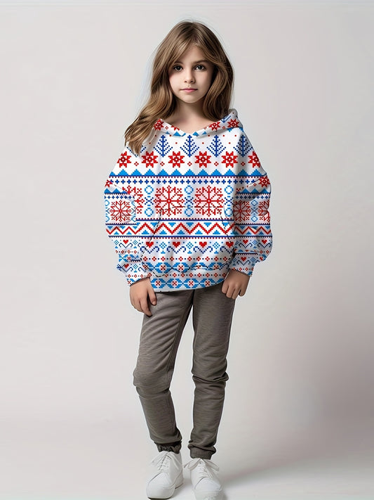 Girls Christmas Hooded Pullover Kids Clothes For Christmas Gift