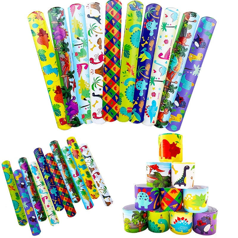 12pcs Dinosaur Theme Slap Bracelets Jurassic Interactive Toys