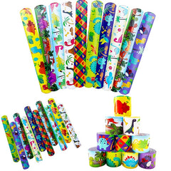 12pcs Dinosaur Theme Slap Bracelets Jurassic Interactive Toys