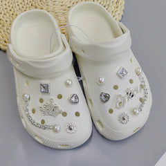 14pcs Shoe Accessories Set Crown Alphabet Flash Diamond Chain