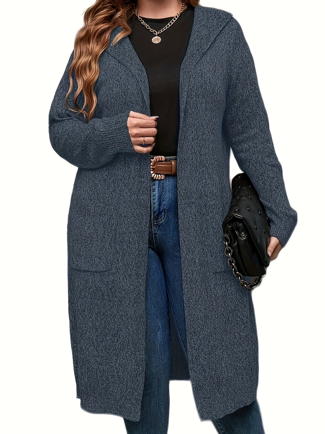  Long Sleeve Hooded Sweater Cardigan