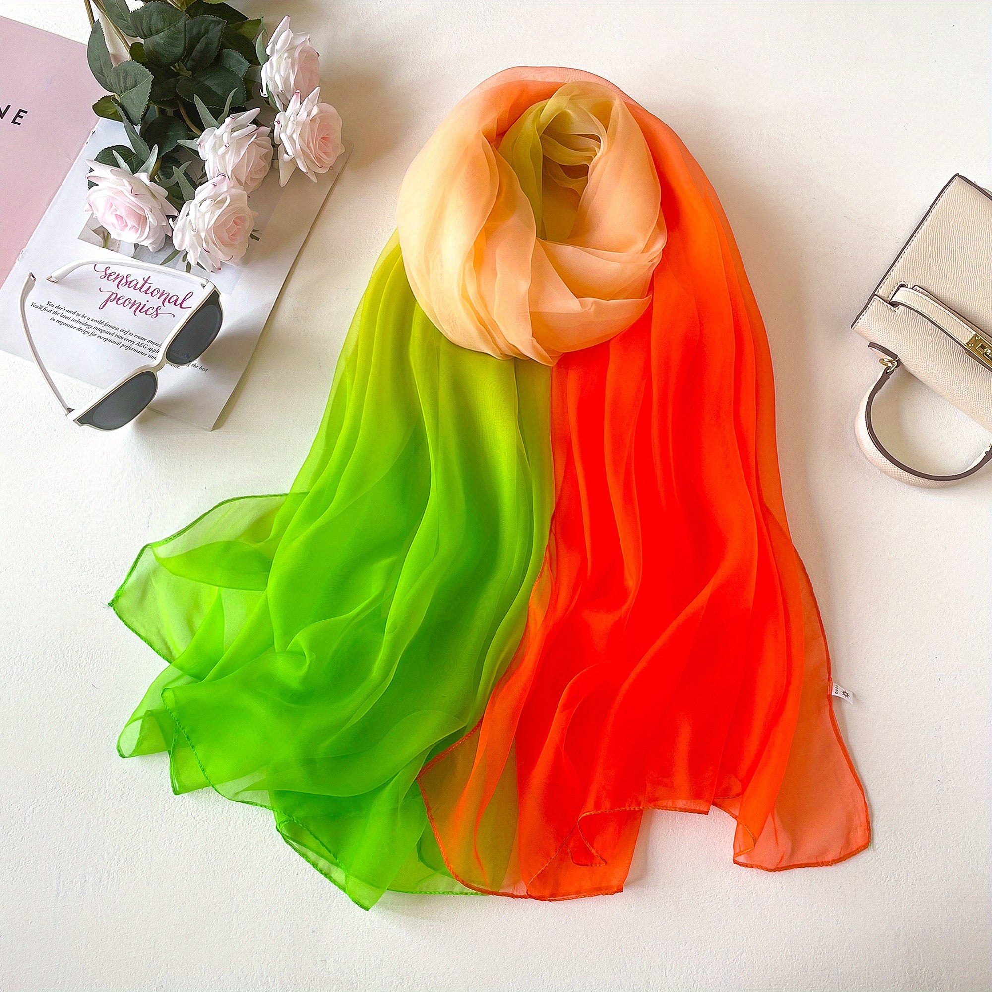 Gradient Scarf Lightweight Long Shawl Wrap Sunscreen Windproof
