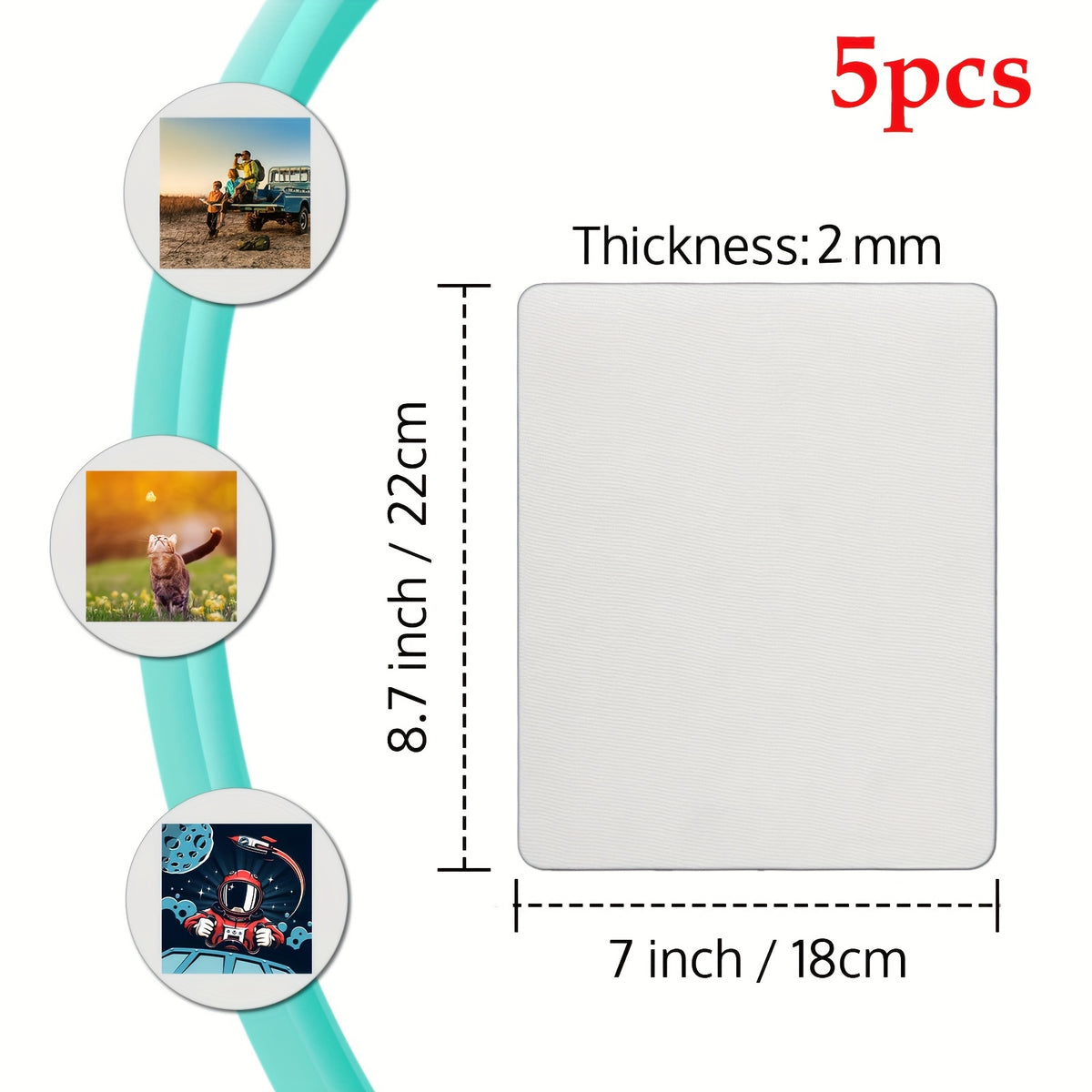 5pcs Sublimation Mouse Pad Blanks For Heat Press Printing