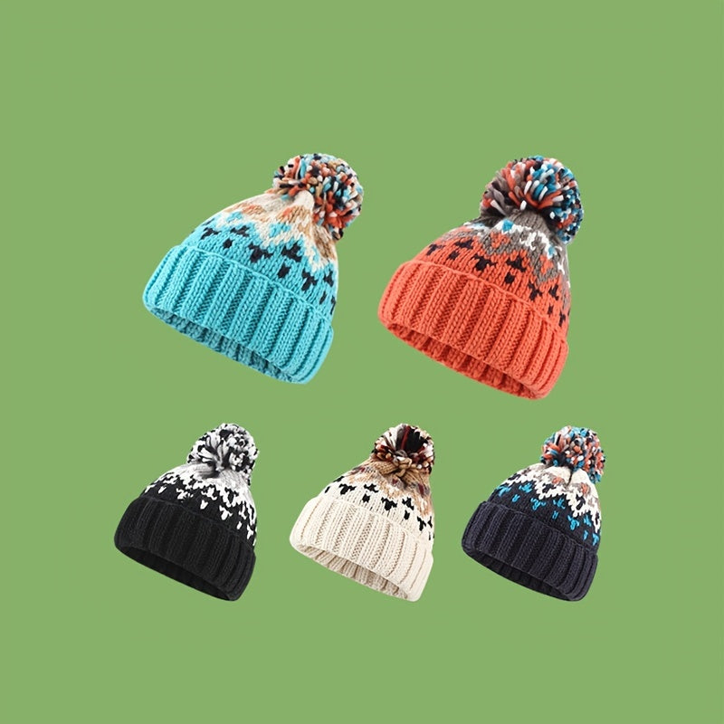 Hairball Knit Winter Beanie Hat Unisex Ear Protection Girls Women Gift