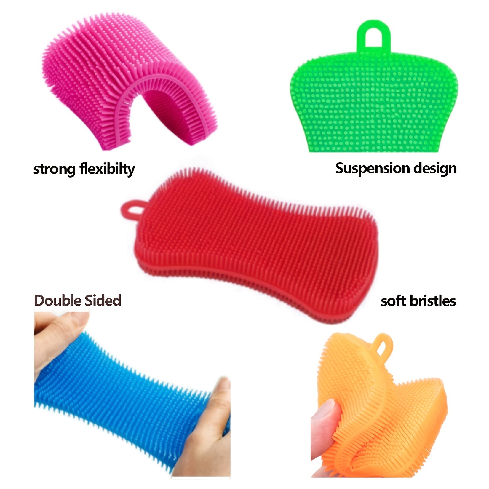 1PC Reusable Silicone Sponge Dish Washing Scrubber Non Stick Kitchen Sponges