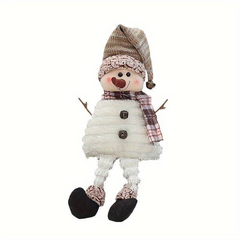 Sitting Snowman Decorative Doll with Pointed Hat for Christmas Tree