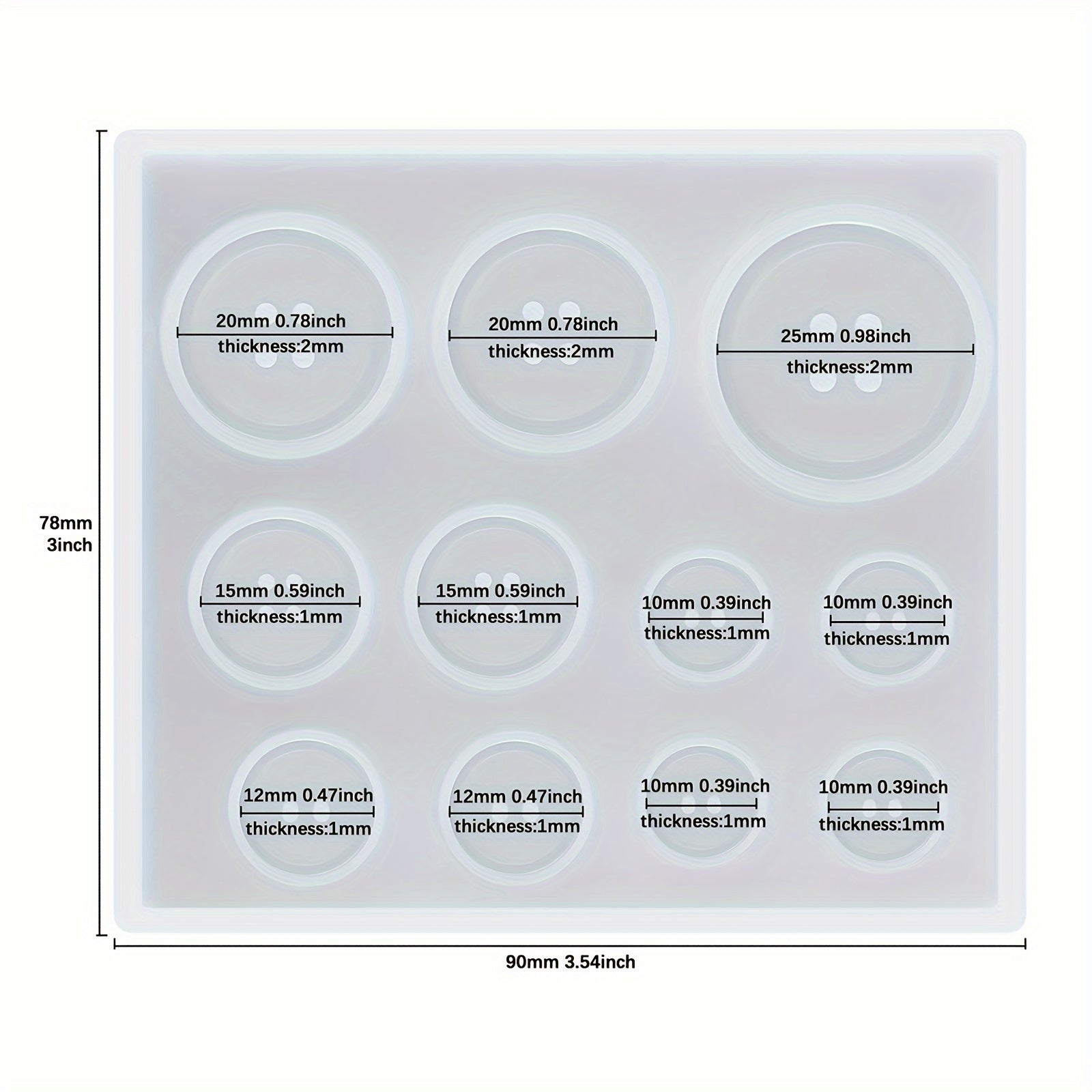 5 Sizes Button Resin Silicone Molds 10 12 15 20 25mm Round Shape Moulds