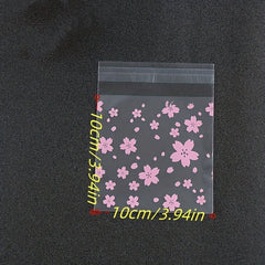 100pcs Frosted Flower Pattern Baking Bag Self adhesive Sealed Pocket