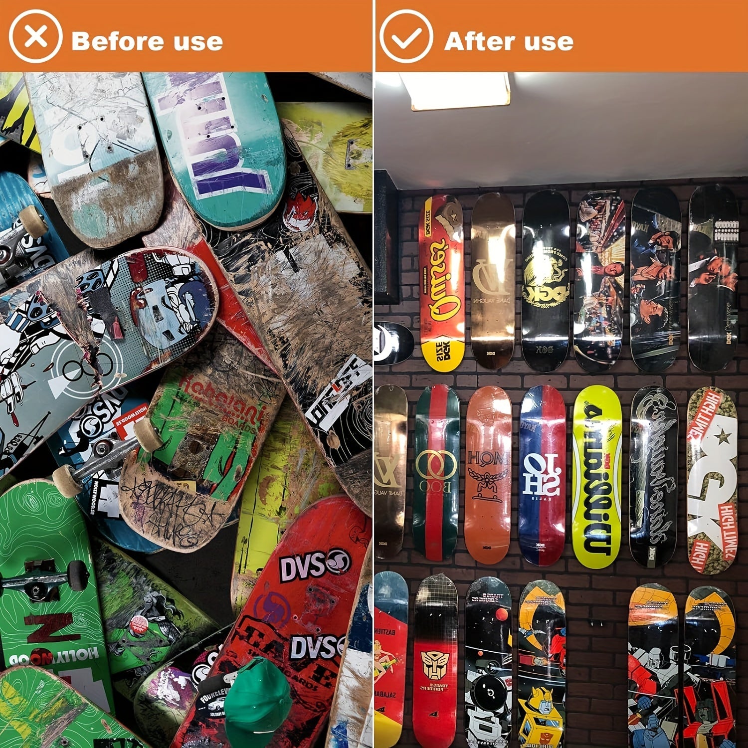 Skateboard Wall Mount Rack with Floating Effect
