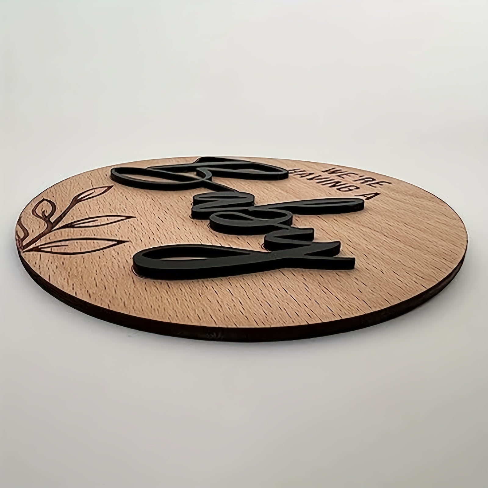Baby Birth Sign Doorplate Decorative Pendant Wooden Round Card Souvenir