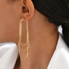 Vintage Multilayer Chain Dangle Earrings Retro Female Jewelry 1 Pair