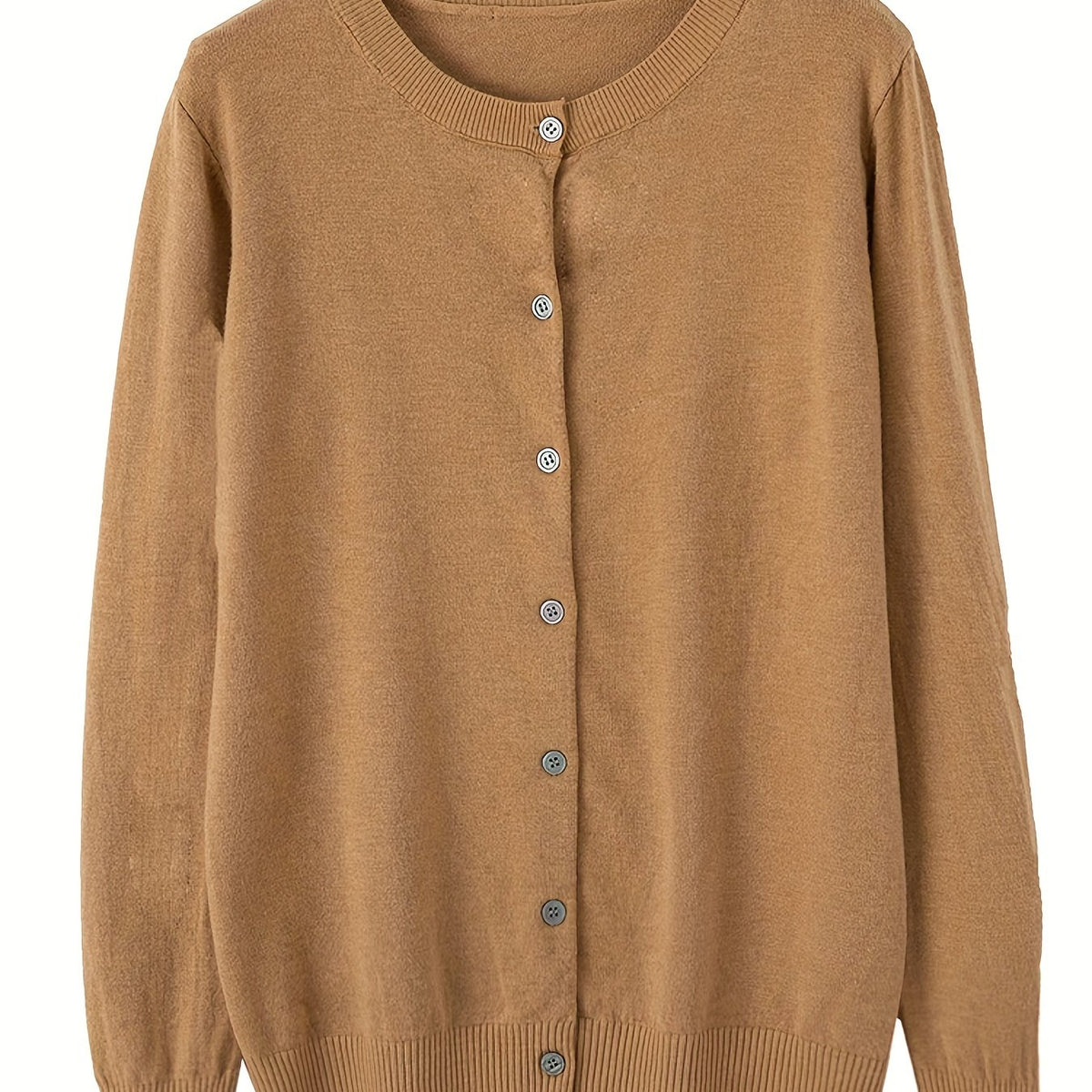 Solid Button Front Knit Cardigan Casual Long Sleeve Cardigan
