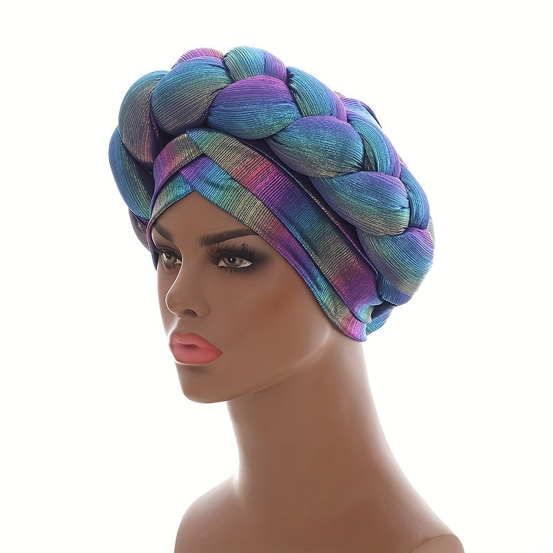 Braid Big Turban Cap Elastic Beanie Women Headwear Pre Tied Chemo Hats